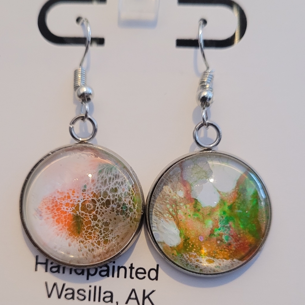 Handpainted glass earrings